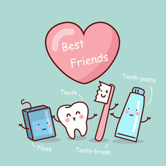 Happy cartoon tooth friend