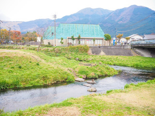 Natural view of Mountain Yufu in Yufuin, Kyushu region Japan