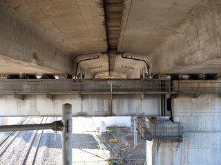 Reverse side of railroad bridge