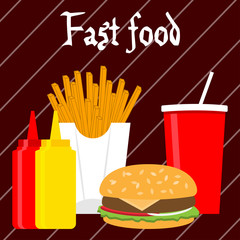 Fast food banner in flat style.Vector Illustration