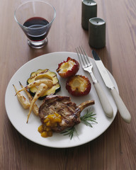 Pork Chop with squash and baked apple