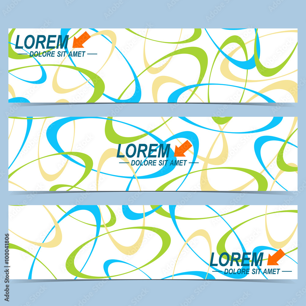 Poster Set of vector horizontal banners. Background with colorful circles . Modern design