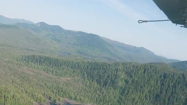 Time-lapse from a float plane flying and landing in the water at Ketchikan, AK.