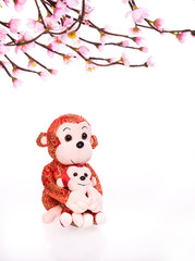 Chinese lunar new year ornaments toy of monkey on festive background