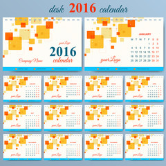 Vector template desk calendar 2016 years . Week starts monday