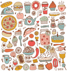 Naklejka na ściany i meble Food sketch elements collection