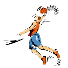 Palla canestro, illustrazione di una schiacciata di Basket © dante1969