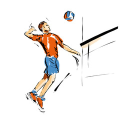 Volley, illustrazione di una schiacciata di Pallavolo