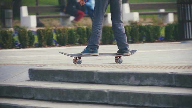 Boy skateboarding in the city