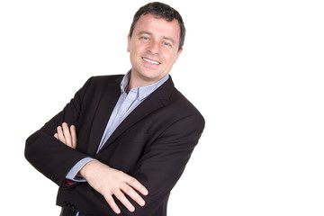 Isolated portrait of a executive businessman. Cheerful and in a suit