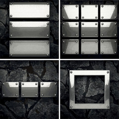 vector metal and stone background set