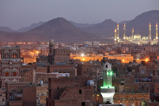 Old Sanaa view and Al Saleh Mosque, Yemen
