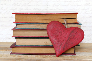 Books and red heart