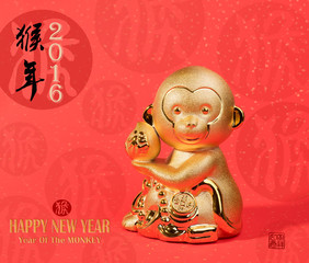 chinese new year decoration with golden monkey
