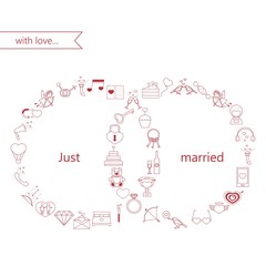 Vector illustration with different Valentines Day elements.Vector line icons. idea illustration for design t-shirts, banners, flyers and other types of polygraphy products