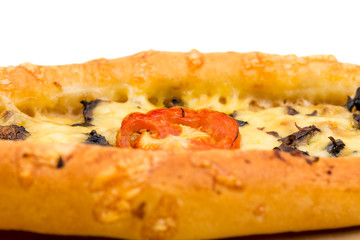 Delicious pie with tomatoes and cheese.
