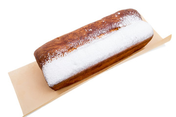 Delicious cake with powdered sugar.