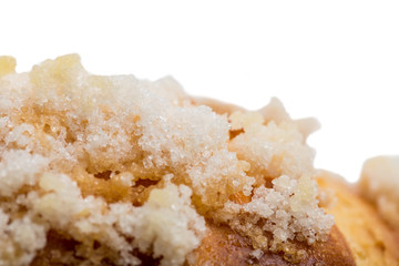 Closeup of crunchy sugar on french croissant.