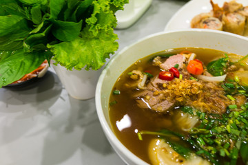 A bowl of traditional Vietnamese noodle / pho noodle / beef nood