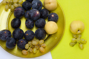 Close up of fresh fruits on table