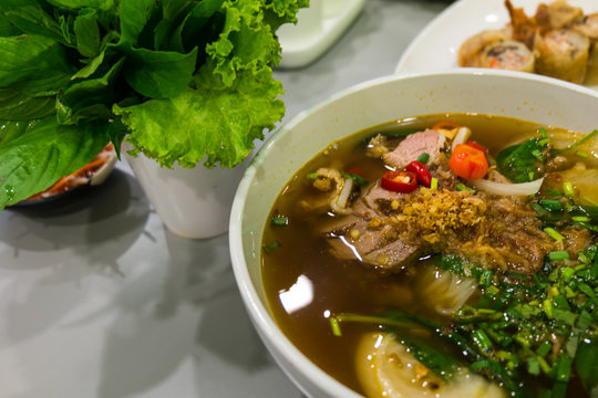 A bowl of traditional Vietnamese noodle / pho noodle / beef nood