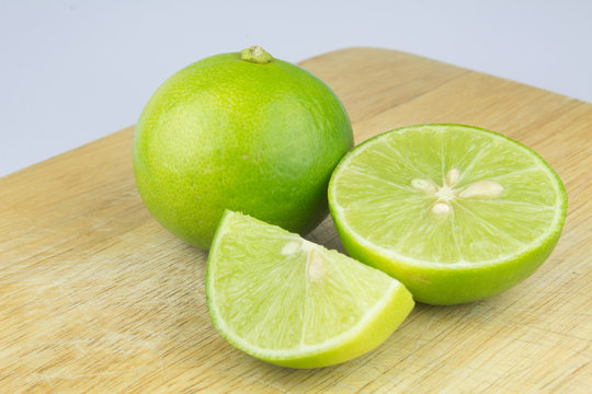 One lime and half on chopping block