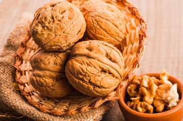 Walnut kernels and whole walnuts