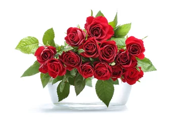 Papier Peint photo Lavable Roses Bouquet de roses rouges