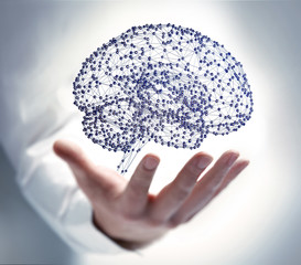 Hand mit Gehirn-Netzwerk