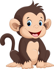 Fototapeta premium Śliczna małpa kreskówka