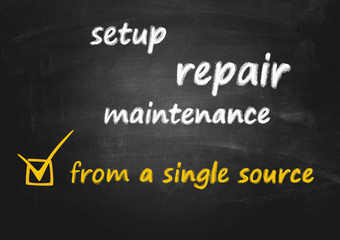 Fototapeta premium business concept - setup, repair and maintenance - all-in-one solution