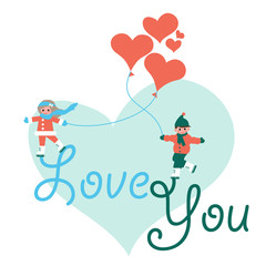 Valentines Day Couple Vector Card