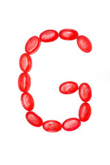 G letter made of colors candy