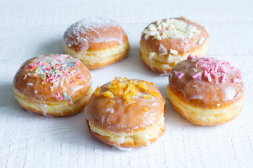 Traditional Polish donuts sweets closeup
