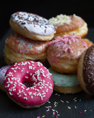 Traditional Polish donuts sweets closeup
