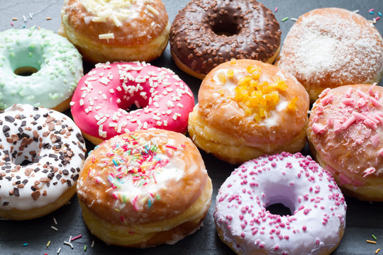 Traditional Polish donuts sweets closeup

