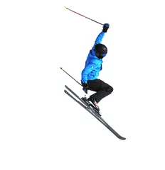 Fototapeten freeride skier jumping isolated on white © camerawithlegs