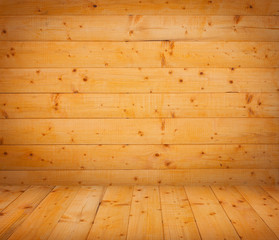 old interior with  wooden walls and floor