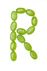 R letter made of colors candy