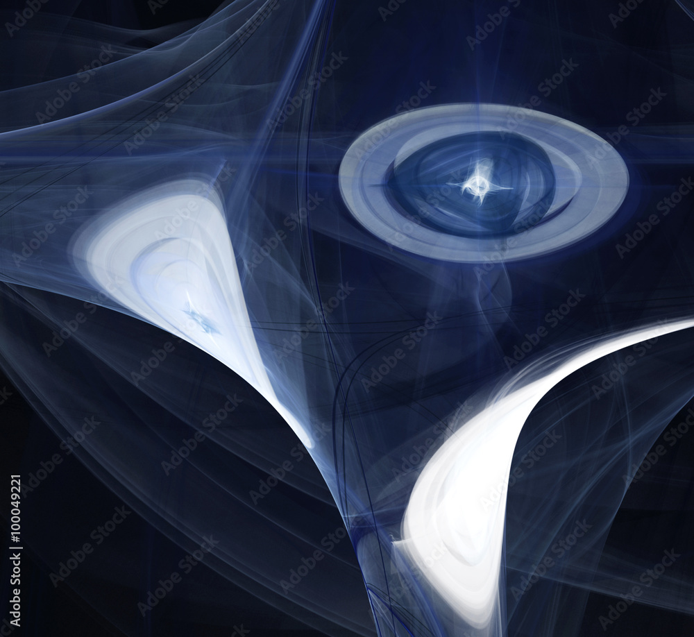 Poster abstract fractal image. computer generated blue-and-white element