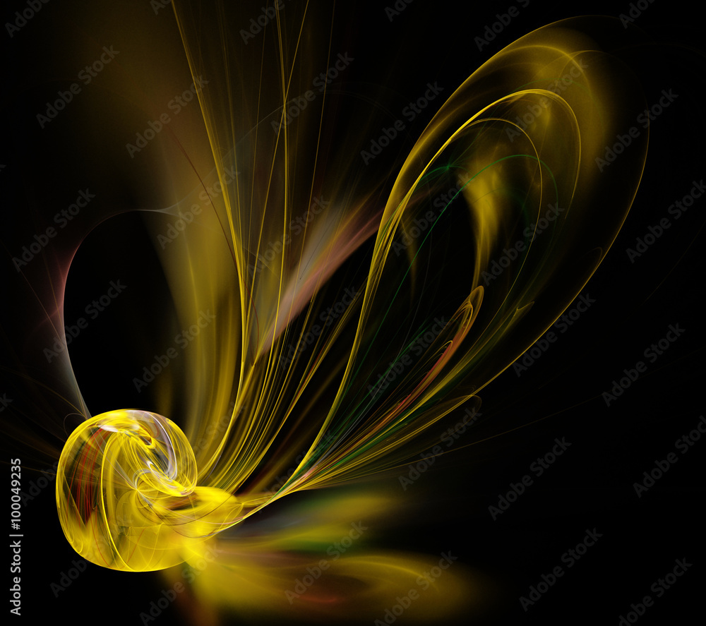 Aufkleber abstract fractal image. yellow computer generated element