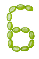 six number made of colors candy