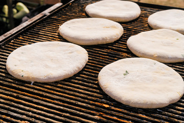 Fried tortilla with meat. Cooking processes