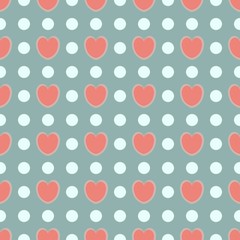 Seamless pattern with hearts and circles. Background Valentine's day