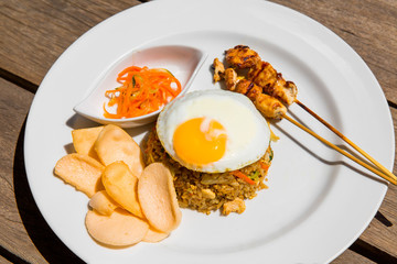 Simple english breakfast on wooden background