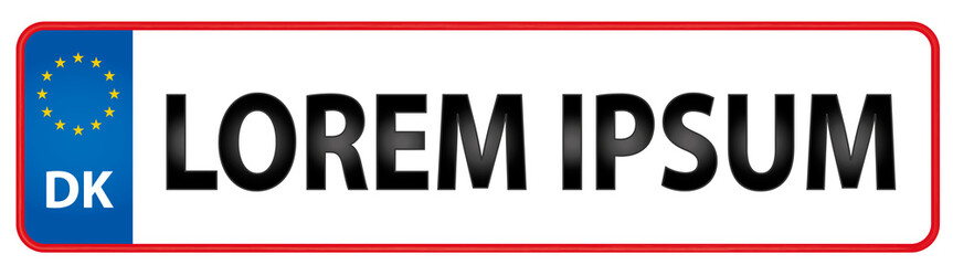 Vehicle registration plate of Denmark Illustration