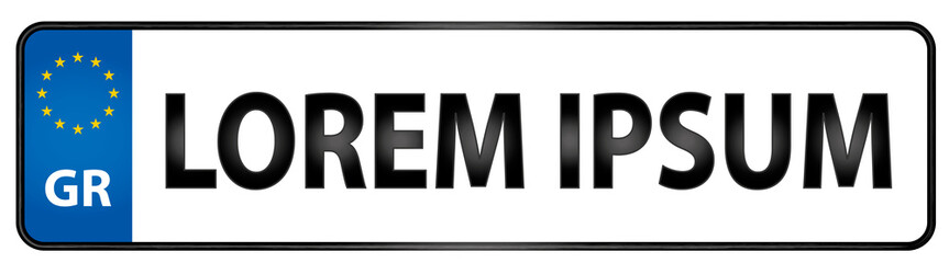 Vehicle registration plate of Greece Illustration