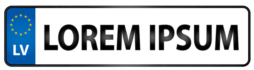 Vehicle registration plate of Latvia Illustration