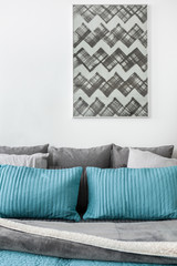 Gray and blue cushions