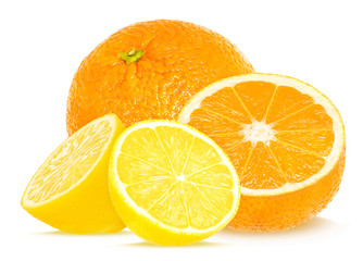 orange and lemon isolated